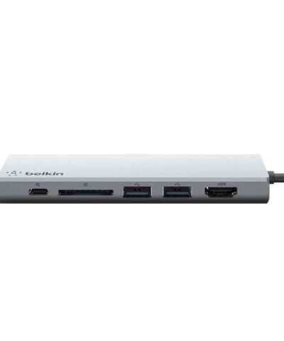 Alternative view of Belkin 3.1 USB-C 8-in-1 Multimedia Hub with Power Pass-Thru 60W - Grey