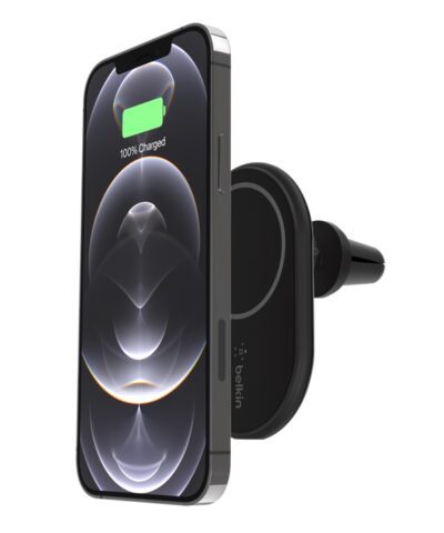 Belkin BOOSTCHARGE™ Magnetic Wireless Charging Car Vent Mount Car Charger 7.5W with USB-C to C 1.5 Meter - Black