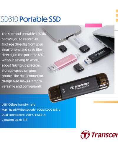 Alternative view of Transcend ExSSD 1TB USB Type C/A Black
