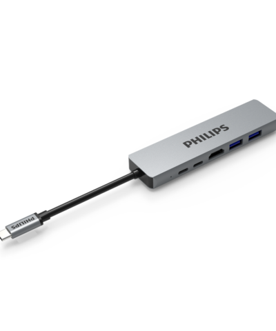 Alternative view of Philips 6in1 Hub C to HDMI and RJ45 - Silver