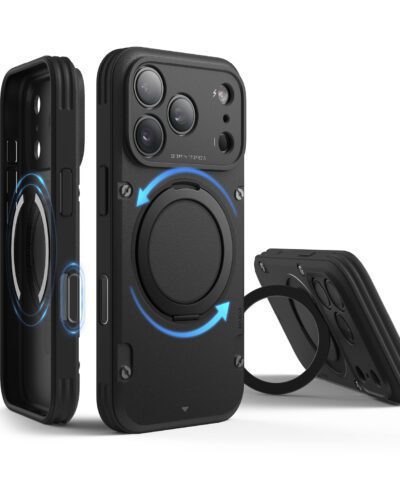 เคส Magnetic Armor Ring Stand Case ( Capture Key Included & Full Camera Cover) iPhone 17 Pro Max- Black