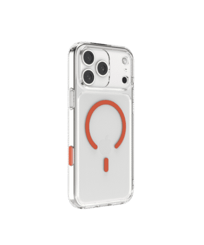เคส JTLEGEND Casing for iPhone 17 Pro Max (6.9 inch) Hybrid Cushion Mag Case-G (Camera Contraol Button)- Crystal Clear with Orange Magnetic