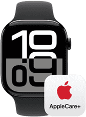 Apple Watch Series 10 ถัดจากโลโก้ AppleCare+ แสดงถึงความคุ้มครอง AppleCare+